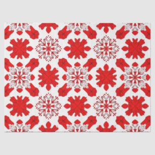 Festive Pattern of Red and White Snowflakes Tissue Paper