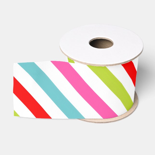 Festive Pattern – Retro Holiday Stripes Grosgrain Ribbon (Spool)