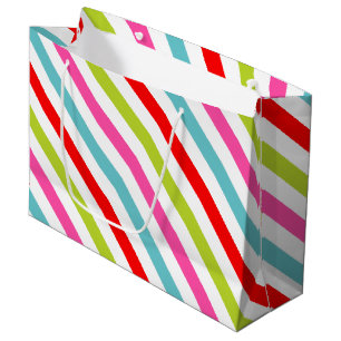 Festive Pattern – Retro Holiday Stripes Large Gift Bag