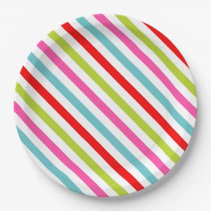 Festive Pattern – Retro Holiday Stripes Paper Plate
