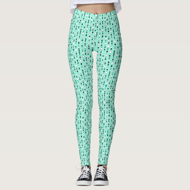 Festive pattern with string beads and jewelry star leggings (Front)