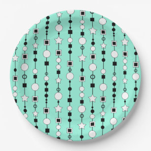 Festive pattern with string beads and jewelry star paper plate