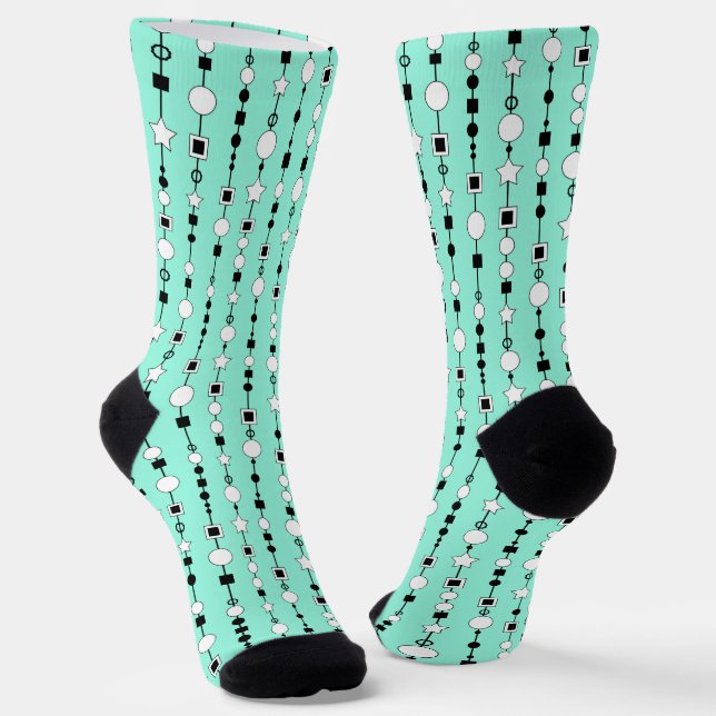Festive pattern with string beads and jewelry star socks (Angled)