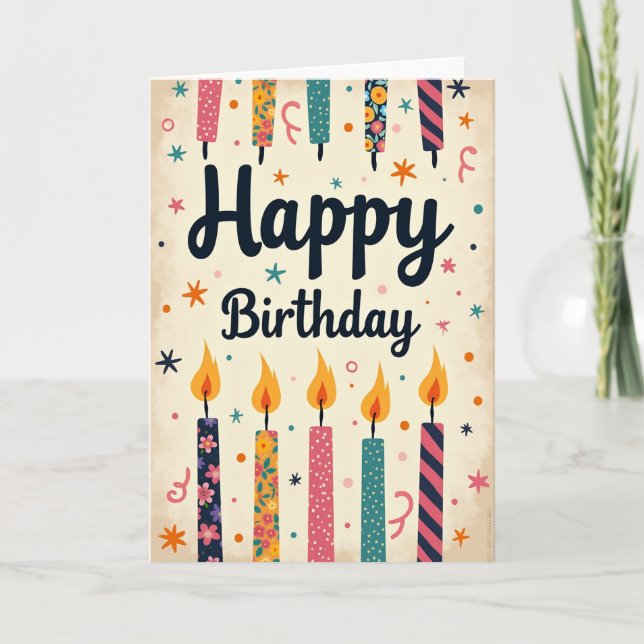Festive Patterned Candle Card (Front)