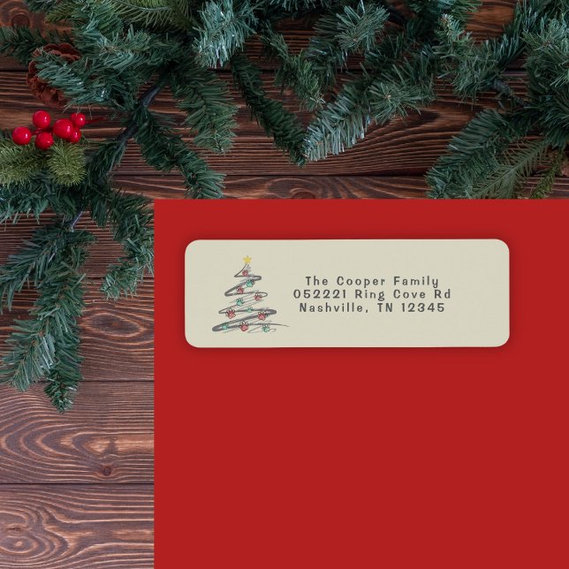 Festive Paw Print Christmas Tree Address Label (Send out your Christmas cards with a personalized !return label. Friends and family will love it!)