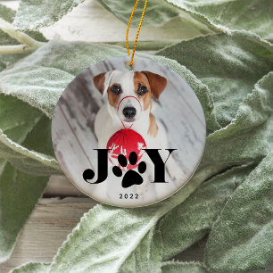 Festive Paws   Pet Photo Ceramic Tree Decoration