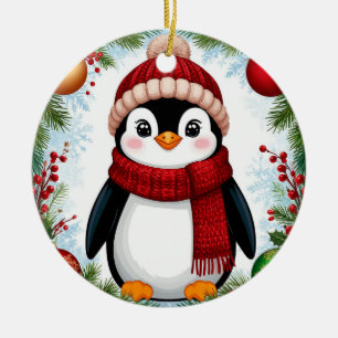 Festive Penguin Decorated With Holiday Ornaments