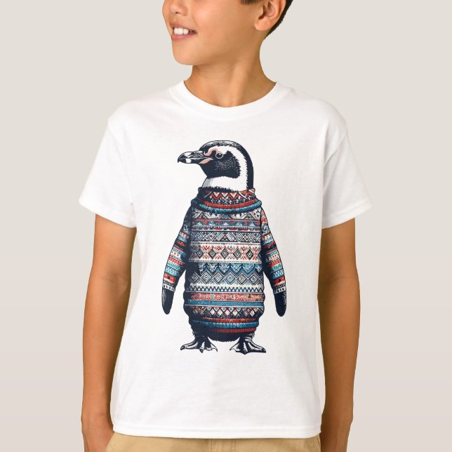 Festive Penguin in a Colourful Sweater (Front)