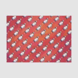 Festive Penguin in a Santa Hat Pattern Tissue Paper