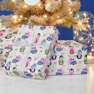 Festive Penguins Pattern Christmas Wrapping Paper