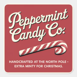 Festive peppermint candy Christmas Square Sticker
