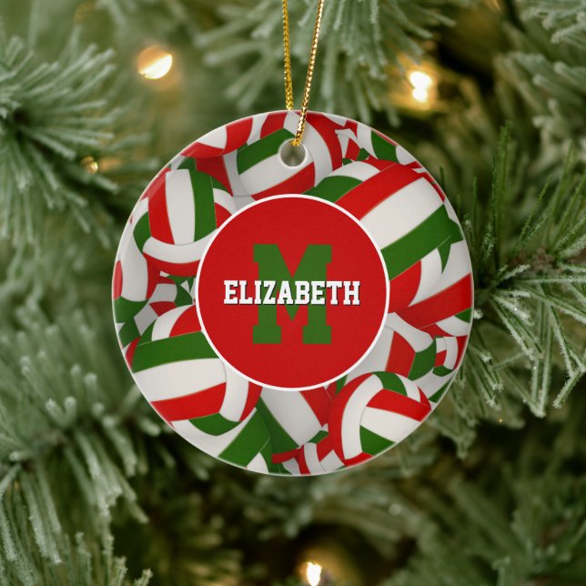 festive personalised red white green volleyball ceramic tree decoration (Tree)