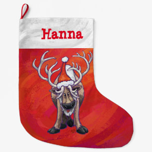 Festive Personalised Reindeer Christmas Large Christmas Stocking