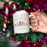 Festive personalised santa snowman christmas  coffee mug<br><div class="desc">Add you family name or a persons name to create cute personalised mug featuring one watercolor painted santa and four funny snowmen on a creamy background. if you need any help with this design please contact me through my zazzle store messenger , willows at christmas and i will be happy...</div>