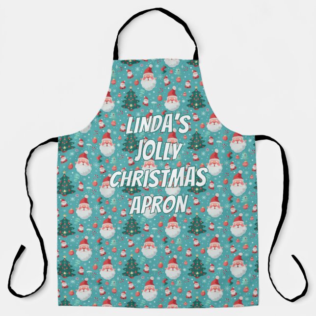 Festive Personalized Christmas Cooking Apron  (Front)