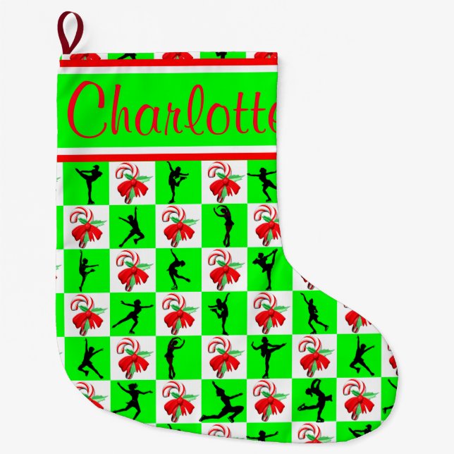 FESTIVE PERSONALIZED SKATING CHRISTMAS STOCKING (Front)