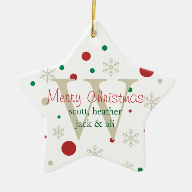 Festive Personlized Monogram Ornament (Front)