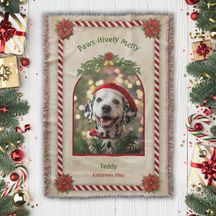 Festive Pet Photo Christmas Dog Woven Blanket