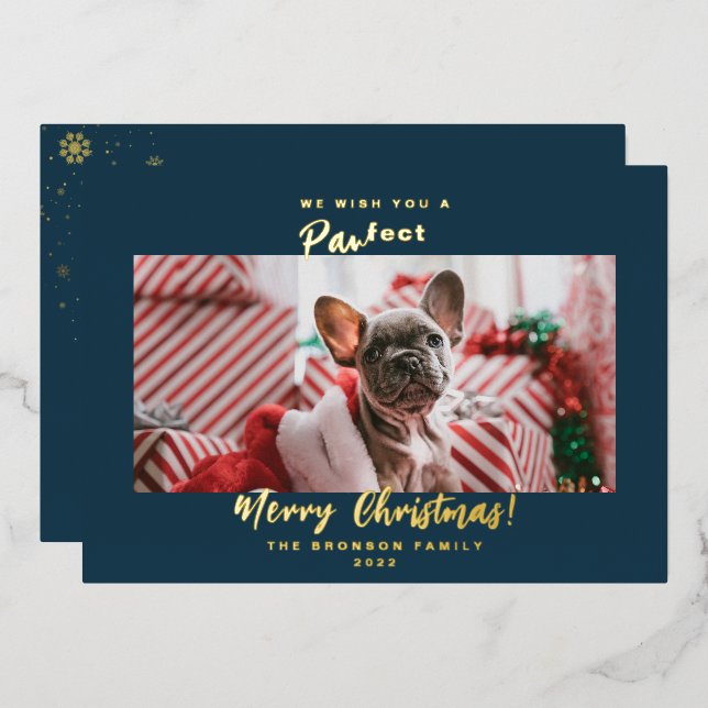 Festive Pet Photo Merry Christmas Foil Holiday Car (Front/Back)