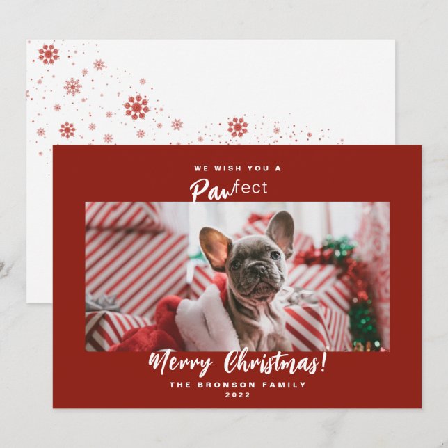 Festive Pet Photo Merry Christmas  Holiday Card (Front/Back)