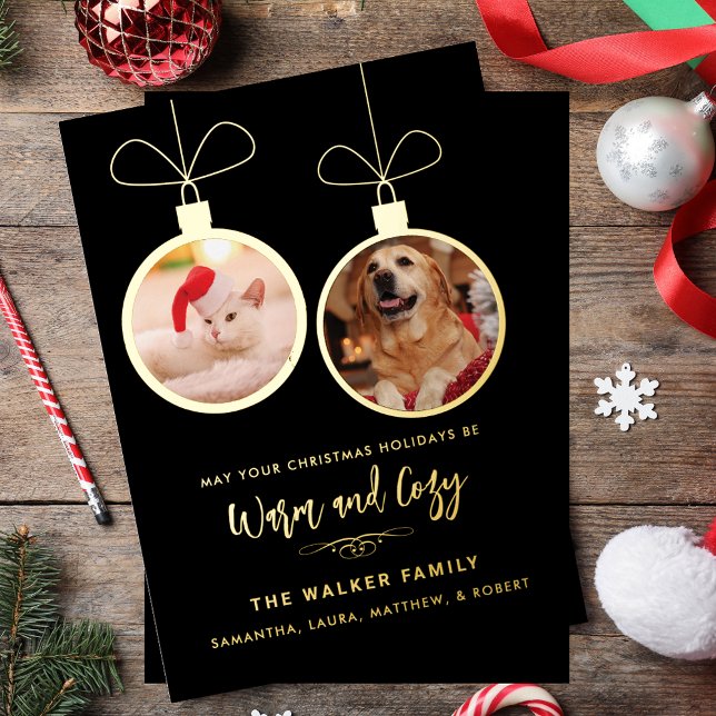 Festive Pet Photos Script Modern Christmas (Festive Pet Photos Script Modern Christmas Foil Holiday Card)