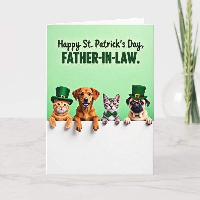Festive Pets Family St Patricks Card (Front)