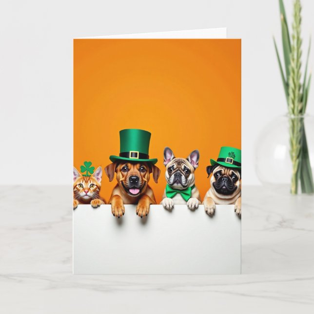 Festive Pets St Patricks Day Card (Front)