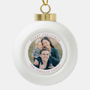 Festive Photo Merry Christmas Ceramic Ball Christmas Ornament