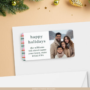 Festive Photo Modern Holidays Return Address Label