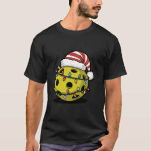 Festive Pickleball Player Christmas Hat Lights Spo T-Shirt