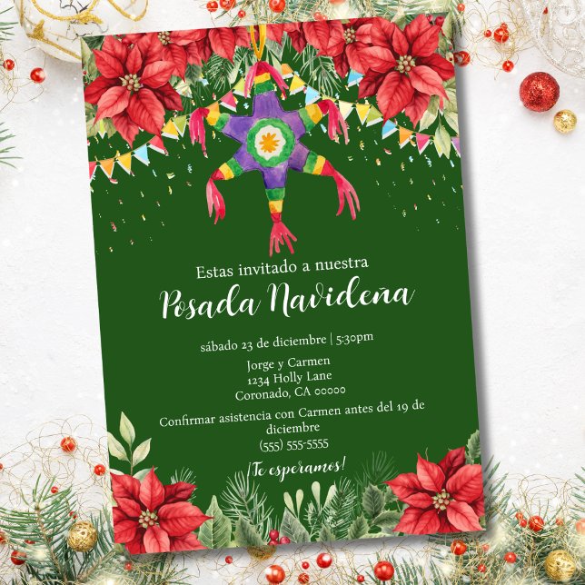 Festive Piñata Posada Mexicana Christmas Party Invitation (Creator Uploaded)