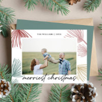 Festive Pine Bough merriest christmas family photo