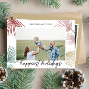 Festive Pine Boughs Happiest holidays 3 photos Holiday Card