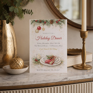 Festive Pine Dinner Invitation