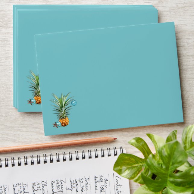 Festive Pineapple Beach Christmas Envelope A7 (Stacked)