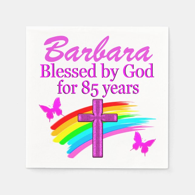 FESTIVE PINK 85TH BIRTHDAY PERSONALIZE NAPKINS (Front)