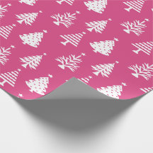 Festive Pink and White Christmas Tree Pattern