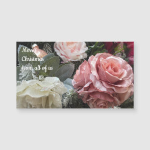 Festive Pink and White Roses Christmas Greetings