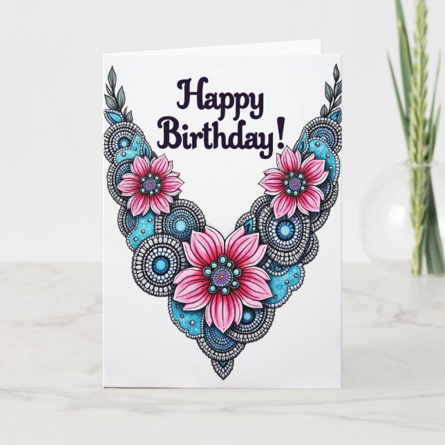 Festive Pink Birthday Card (Front)