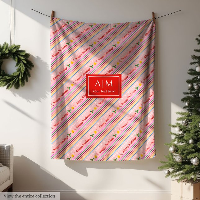 Festive pink blanket with Christmas lettering (Festive pink blanket with Christmas lettering)