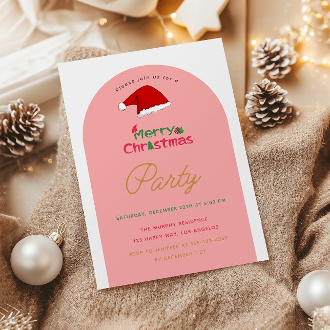 Festive Pink Christmas Party Invitation  (Creator Uploaded)