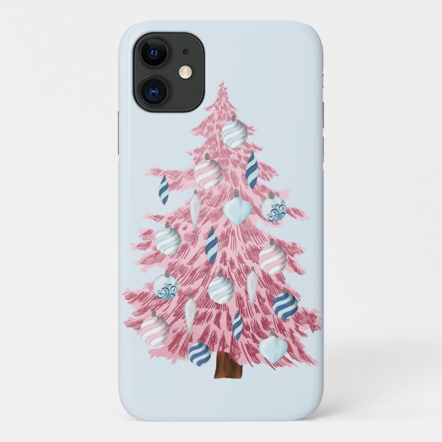 Festive Pink Christmas Tree Case-Mate iPhone Case (Back)