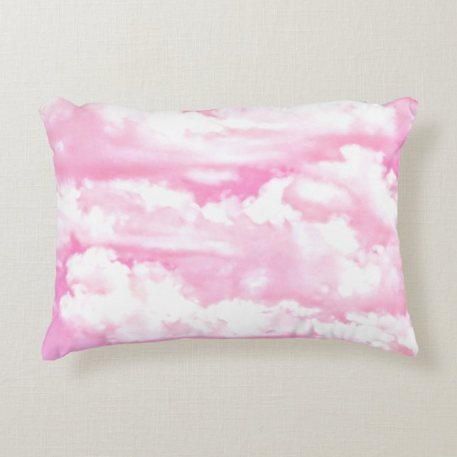 Festive Pink Clouds Decorative Cushion (Front)