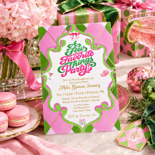 Festive Pink & Green Favourite Things Celebration Invitation
