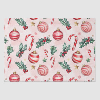Festive Pink Red Vintage Christmas Tissue Paper