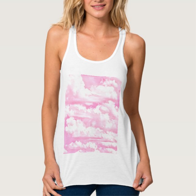Festive Pink Rose Clouds Singlet (Front)