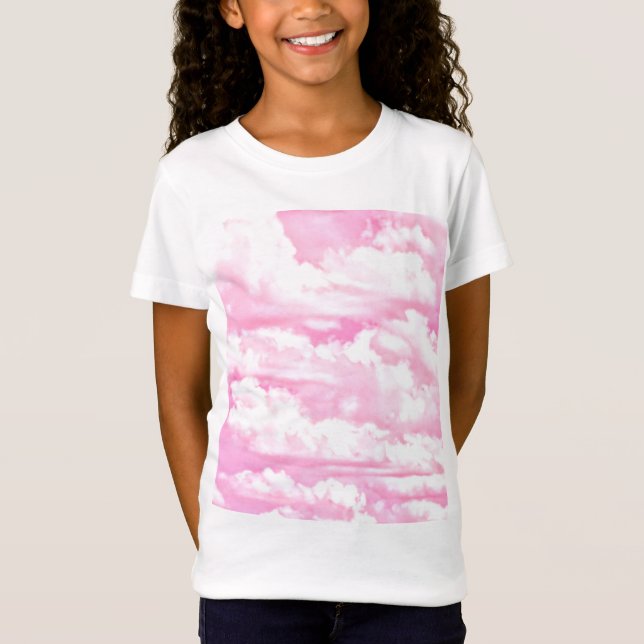 Festive Pink Rose Clouds T-Shirt (Front)