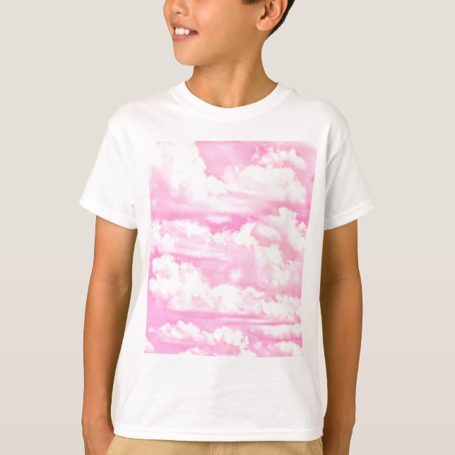 Festive Pink Rose Clouds T-Shirt (Front)