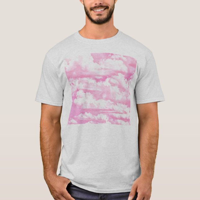 Festive Pink Rose Clouds T-Shirt (Front)