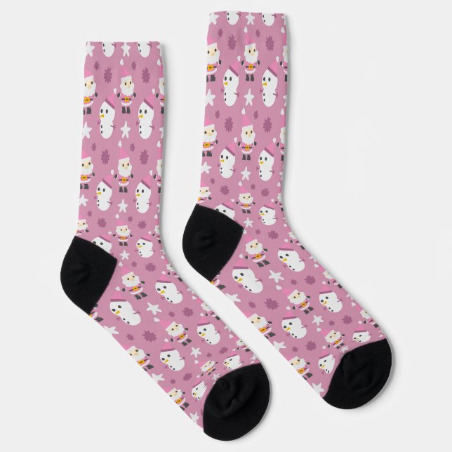 Festive Pink Snowman socks (Right)